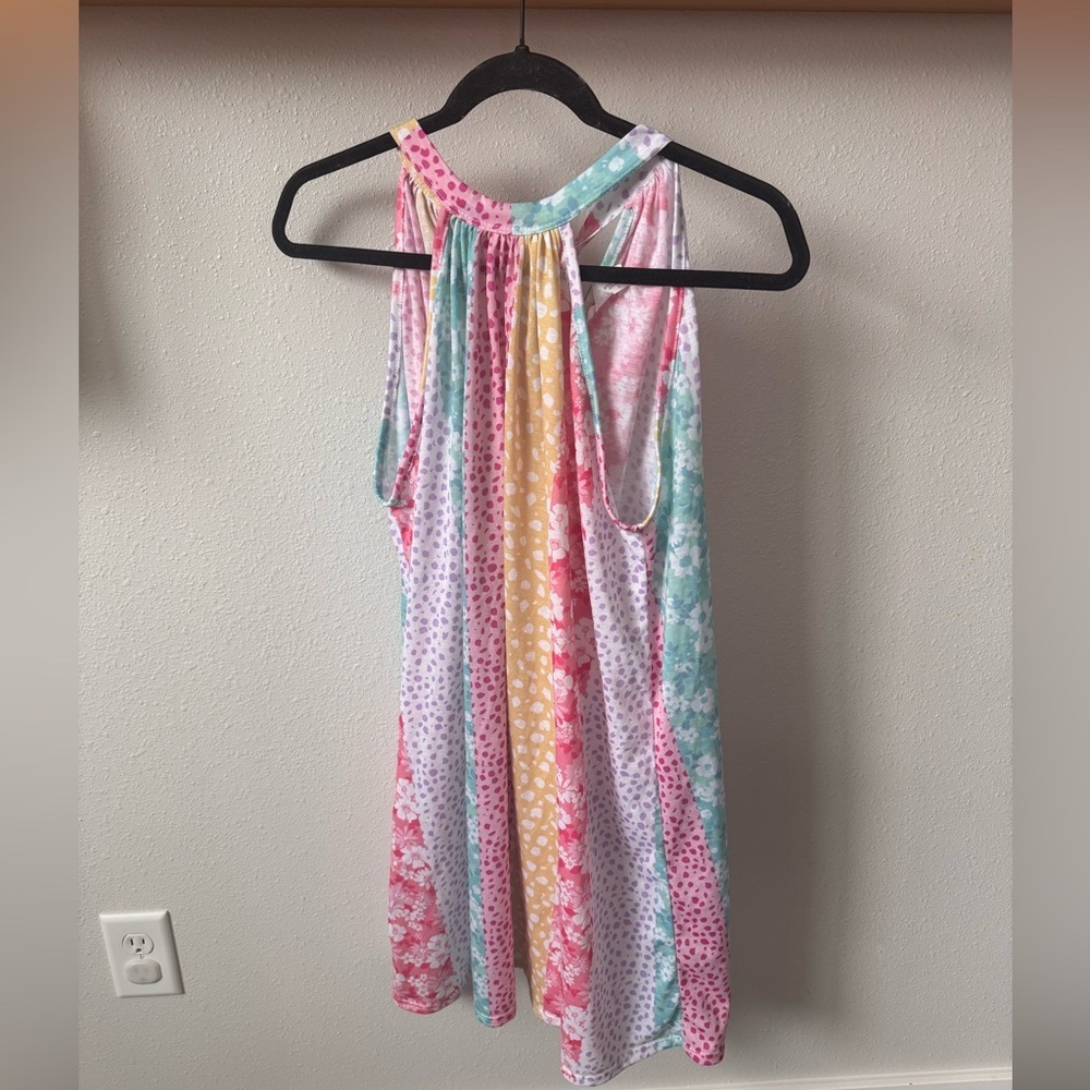 BiBi Pink and Mint Floral Halter Top
